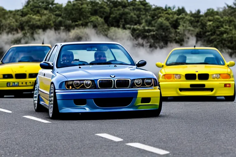 Image similar to minion driving an e36 bmw