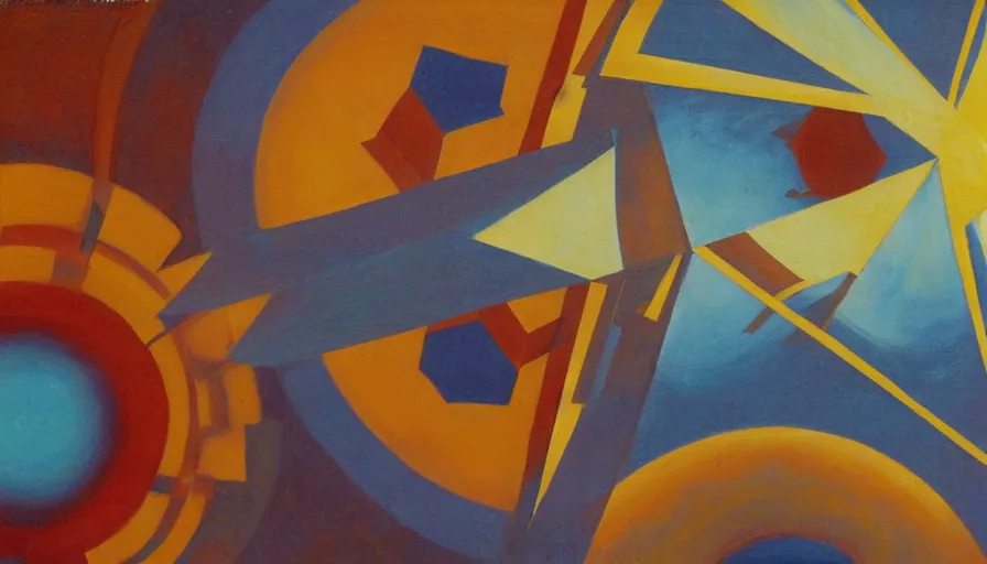 Prompt: the sun being blocked by a hexagon, seen from earth, art deco painting