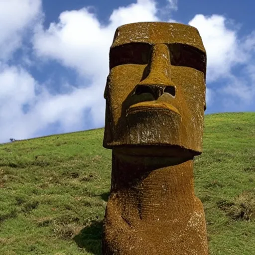 prompthunt: gigachad face as an Easter island head