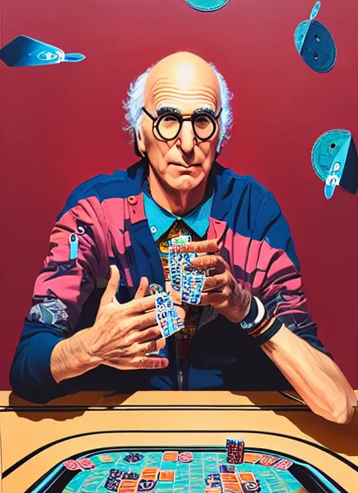 Image similar to larry david playing poker, tristan eaton, victo ngai, artgerm, rhads, ross draws