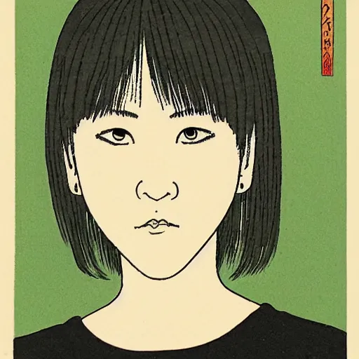 Image similar to Portrait of a beautiful Japanese woman by Toshio Saeki