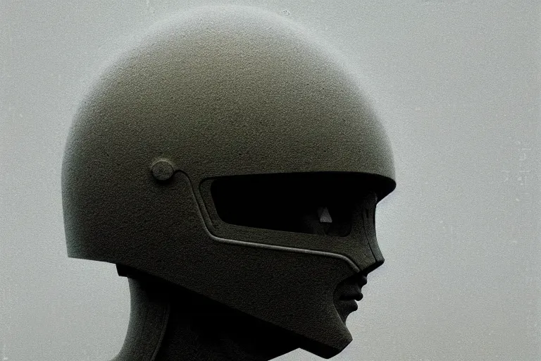 Image similar to futuristic helmet of a future soldier, in the style of beksinski, solarpunk, atmospheric, clean, intricate and epic composition, gray by caravaggio, insanely quality, highly detailed, masterpiece, white light, artstation, 4 k