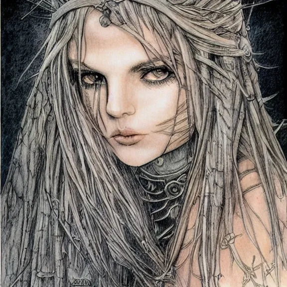 Image similar to a highly detailed portrait in the style of luis royo and in the style of milo manara.