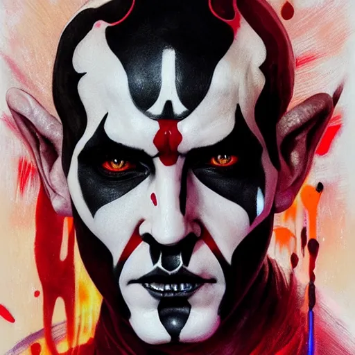 Image similar to dream portrait of Darth Maul, cameras, melting ,8k,by tristan eaton,Stanley Artgermm,Tom Bagshaw,Greg Rutkowski,Carne Griffiths, Ayami Kojima, Beksinski, Giger,trending on DeviantArt,face enhance,hyper detailed,minimalist,cybernetic, android, blade runner,full of colour W 1024