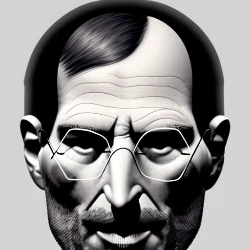 Image similar to face made of many small apples and fruit, steve jobs, highly detailed, illustration, intricate portrait design, diffuse lighting, aesthetic, trending on artstation