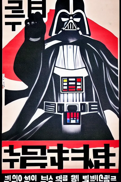 Prompt: korean propaganda poster for darth vader