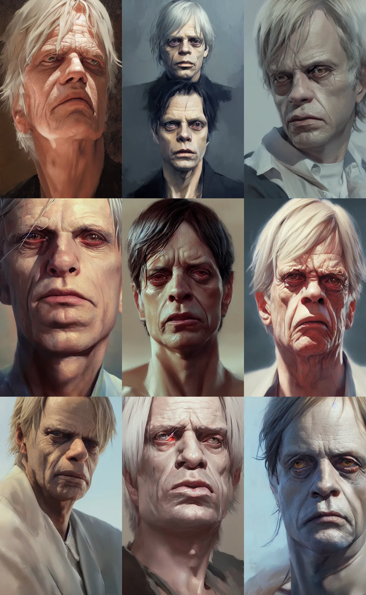 Prompt: of an ultra detailed beautiful portrait painting of klaus kinski, front view, oil painting, by ilya kuvshinov, greg rutkowski and makoto shinkai