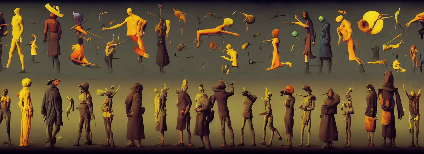 Image similar to full - body surreal colorful rpg character concept art anatomy, action pose, very coherent and colorful high contrast masterpiece by norman rockwell franz sedlacek hieronymus bosch dean ellis simon stalenhag rene magritte gediminas pranckevicius, dark shadows, sunny day, hard lighting, reference sheet white background