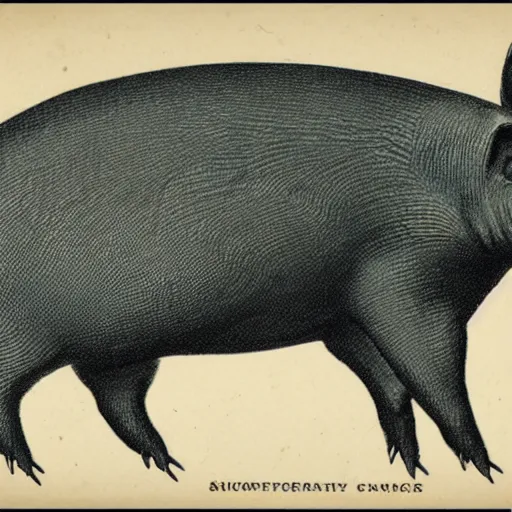 Prompt: intricate vintage scientific illustration of pig