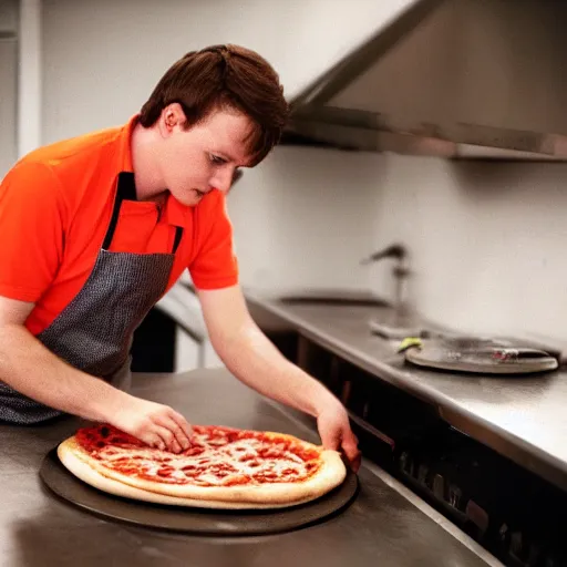 Image similar to A still of a young Mark Hammill making a pizza, 4k, photograph, ultra realistic, highly detailed, professional lighting