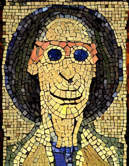 Prompt: A mosaic of Saint Squidward