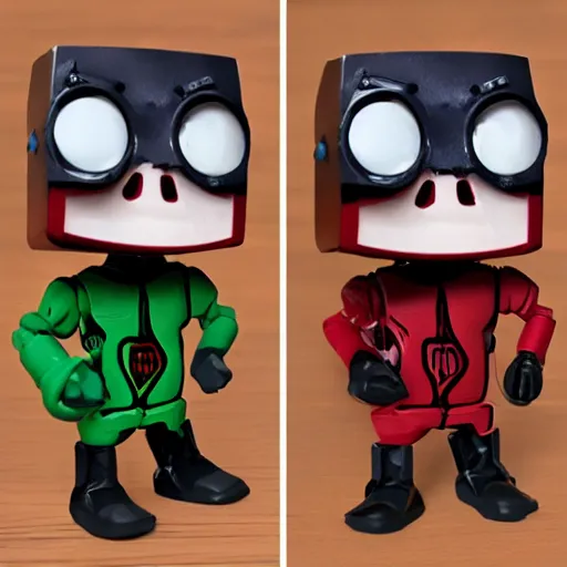 Prompt: stereoscopic ibid, stop motion vinyl action figure, plastic, toy, butcher billy style