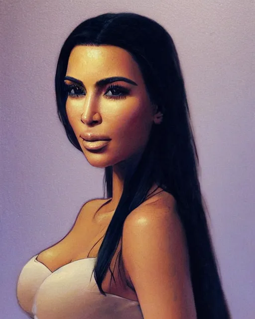 Prompt: a highly realistic, true to life portrait of kim kardashian as a beautiful young middle eastern girl, sharp focus, from the waist up, with sharp features, a beautiful face, soft smile, under studio lighting, taken with a canon eos camera with 1 3 5 mm focal length, art by artgerm and greg rutkowski and alphonse mucha