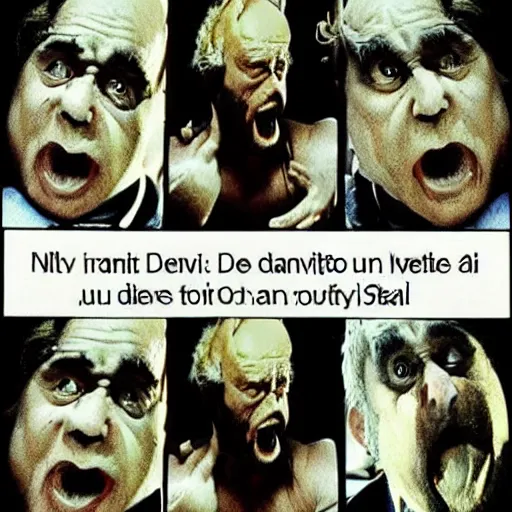 Prompt: “danny devito as god fighting danny devito as satan, dramatic”