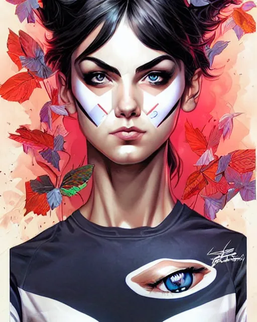 Image similar to artgerm and sandra chevrier comic cover art, full body cute young lady, symmetrical eyes, bangs, rim lighting, vivid colors