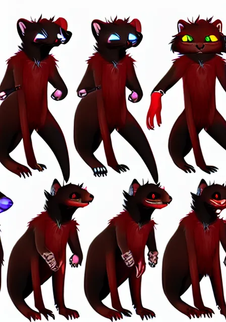 Image similar to furry - male - red - black - weasel - necromancer - fursona uhd ue 5 visual novel pc game expressions