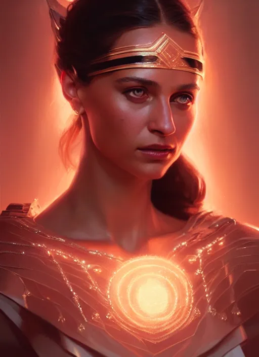 Prompt: portrait of darna alicia vikander, intricate, elegant, glowing lights, highly detailed, digital painting, artstation, glamor pose, concept art, smooth, sharp focus, illustration, art by wlop and greg rutkowski