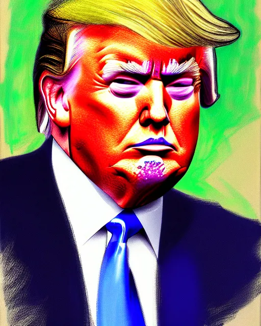 Image similar to portrait of donald trump sweating profusely, by monet, ultra detailed, trending on artstation,