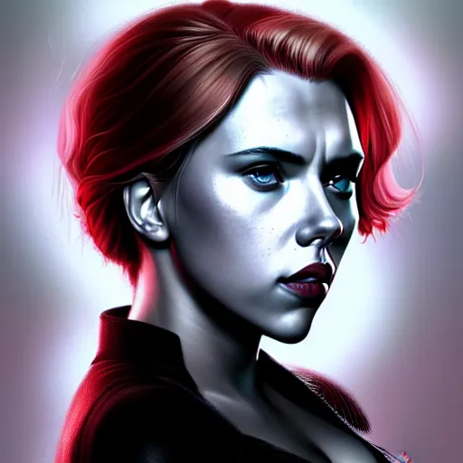 Image similar to Scarlett Johansson Black Widow, highly detailed, digital painting, artstation, concept art, smooth, sharp focus, illustration