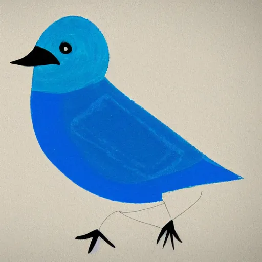 Image similar to a cartoon drawing of a blue speaking bird,