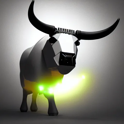 Prompt: cybertronic bull , LEDs , 3d render , 4k