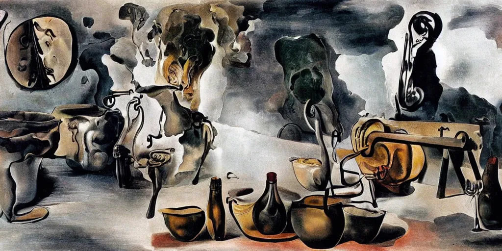 Prompt: wine making process painted by salvador dali