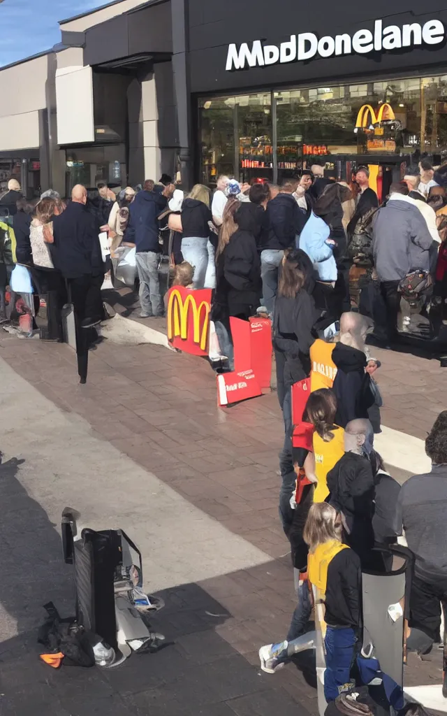 Image similar to gordon waiting in line at mcdonalds, high detailed sharp photo