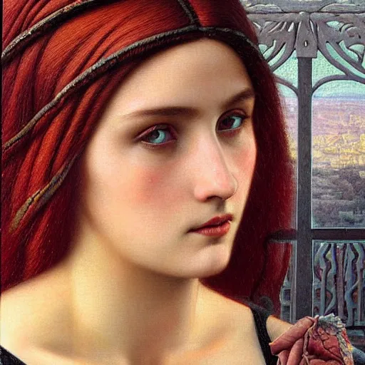 Prompt: realistic detailed close up Pre-Rafaelite portrait of a Sith Lord by John William Godward, Anna Dittman and Karol Bak, Art Nouveau, Neo-Gothic, Neoclassical, rich deep colors