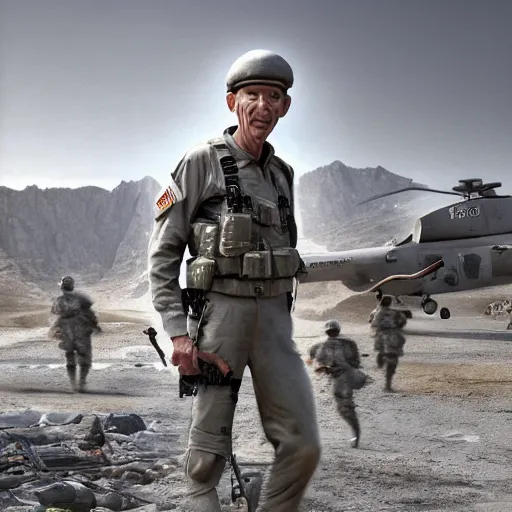 Image similar to hyperrealistic dslr film still of barney fife surprised in afghanistan war, stunning 8 k octane comprehensive 3 d render, inspired by istvan sandorfi & greg rutkowski & unreal engine, perfect symmetry, dim volumetric cinematic lighting, extremely hyper - detailed, extremely lifelike attributes & lifelike texture, intricate, masterpiece, artstation, stunning