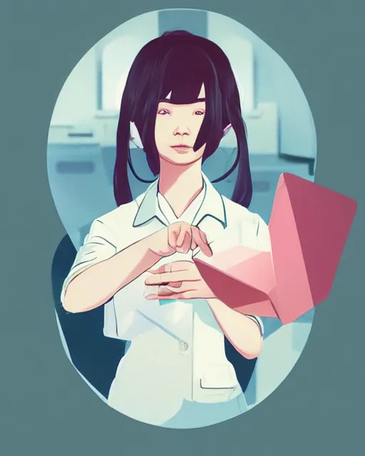 Prompt: a little girl is doing a science experiment. clean cel shaded vector art. minimalist illustration art by lois van baarle, artgerm, helen huang by makoto shinkai and ilya kuvshinov, rossdraws