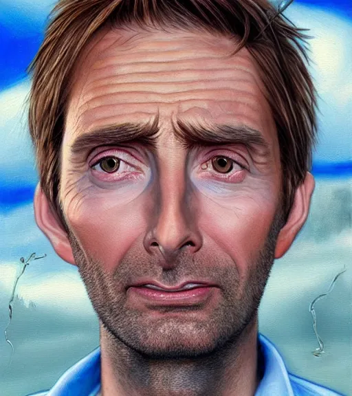 Image similar to portrait of david tennant as a golfer, white cap, beige and blue overstich, very detailed eyes, hyperrealistic, very detailed painting by Glenn Fabry, by Joao_Ruas