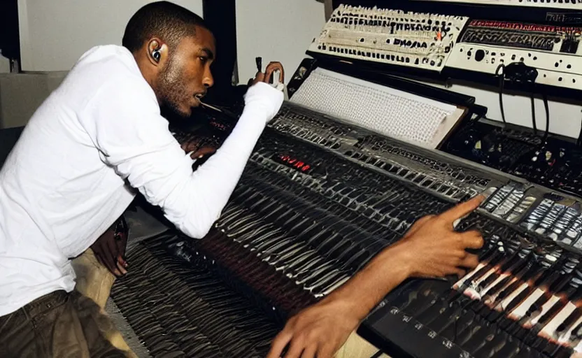 Image similar to frank ocean making music in the studio