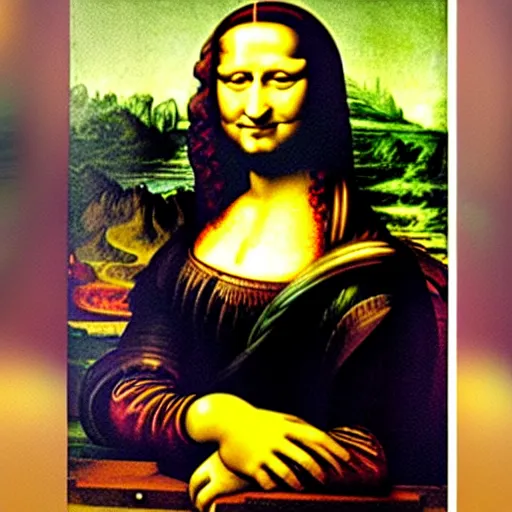 Prompt: a photo of Monalisa while painting a portrait of Leonardo Da Vinci,