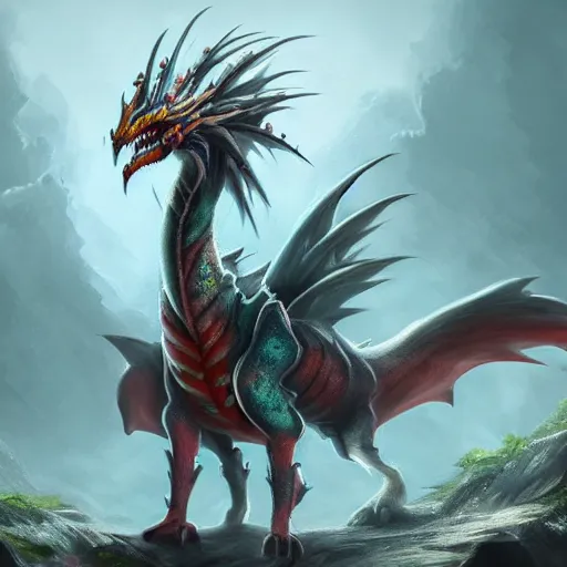 Prompt: majestic clown dragon, beautiful fantasy concept art, 4k, breathtaking creature design