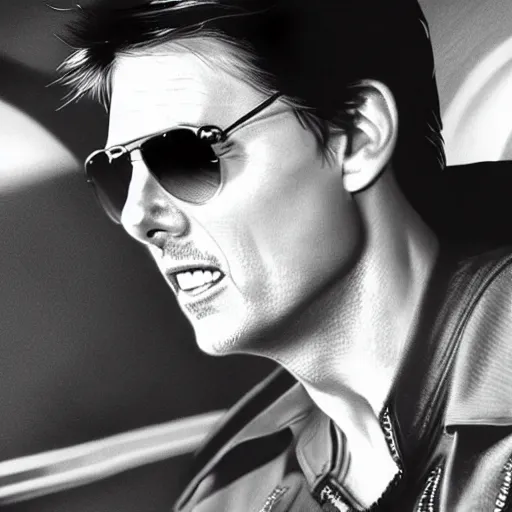 Image similar to tom cruise in a jet in the sky, realistic, detail