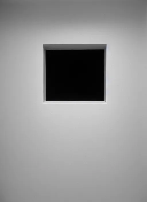 Prompt: a photograph of a glowing white cube inside of a minimalist concrete room, 3 5 mm, color film camera, pentax