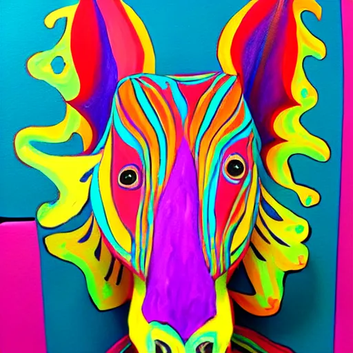 Image similar to painting of a psychedelic animal paper sculpture