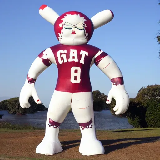 Image similar to giant mascot made of porcelain