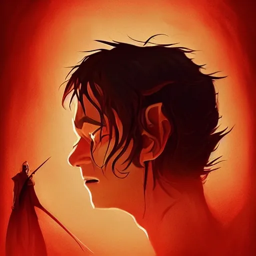 Image similar to face icon stylized minimalist the lord of the rings : the fellowship of the ring 2 0 0 1, loftis, cory behance hd by jesper ejsing, by rhads, makoto shinkai and lois van baarle, ilya kuvshinov, rossdraws global illumination