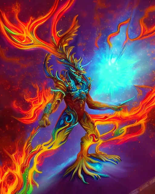 Image similar to psychedelic flamer of tzeentch, trending on artstation