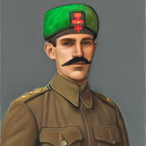 Prompt: portrait of luigi as a world war one soldier