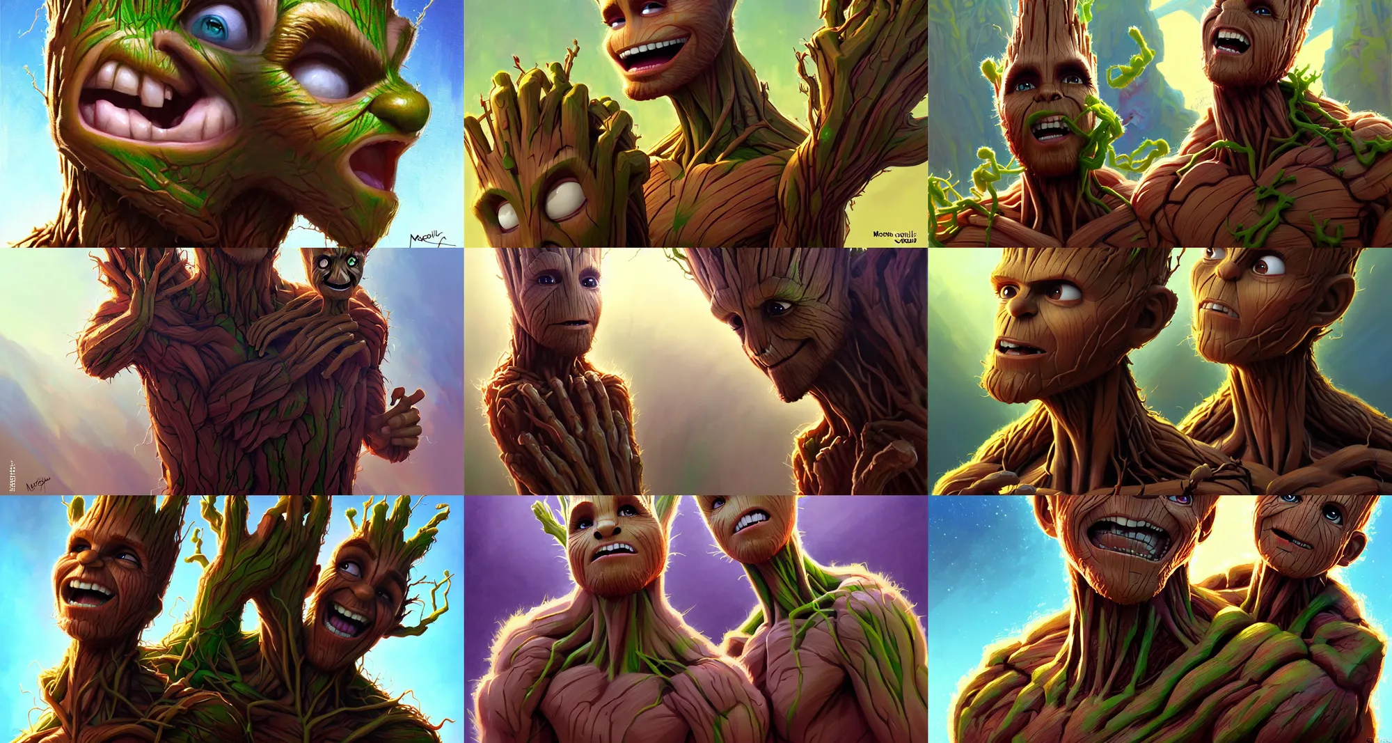 Prompt: jesus as groot, i am groot, charlie and the chocolate factory, animation pixar style, shaded lighting poster by magali villeneuve, artgerm, jeremy lipkin and michael garmash, rob rey and kentaro miura style, trending on art station