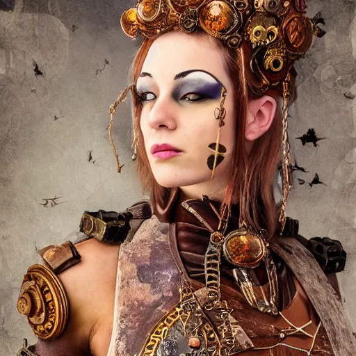 Image similar to curiosities carnival, soft paint of a single beautiful female in a full steampunk armor, symmetry accurate features, focus, very intricate ultrafine details, award winning masterpiece