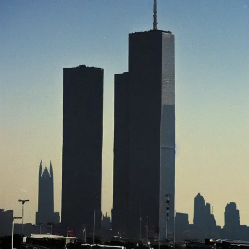 Prompt: twin towers hit by planes