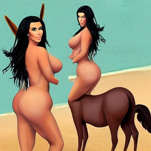 Prompt: kim kardashian as a centaur photo realism.
