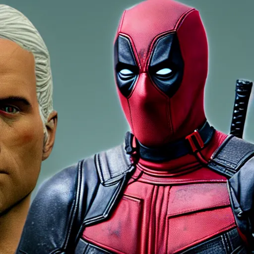 Image similar to deadpool in the witcher 4 k detailed super realistic