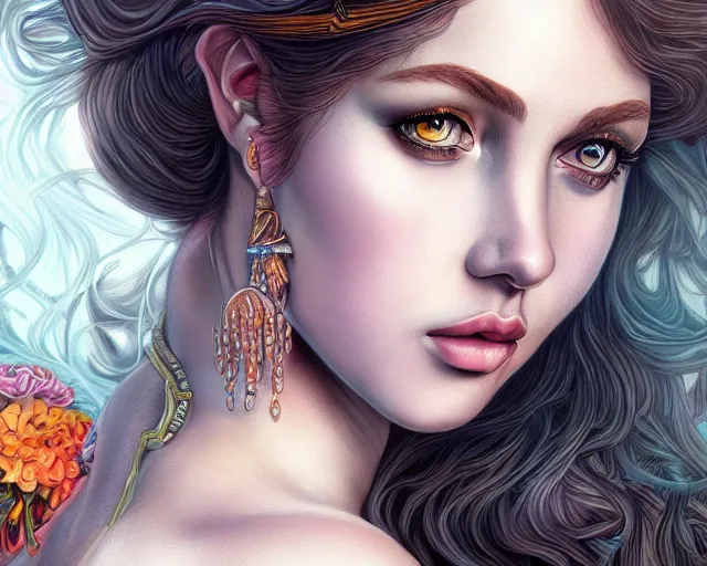 Prompt: portrait of a seductive and powerful aphrodite, detailed intricate illustration, detailed illustration, hd, 4 k, digital art, overdetailed art, complementing colors, trending on artstation, deviantart