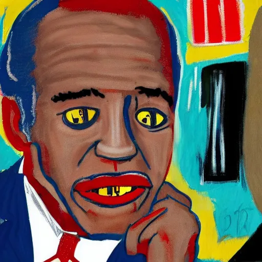 Image similar to joe biden as a black person, african american, by basquiat,