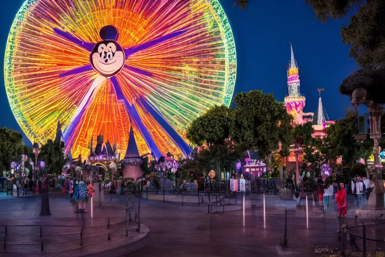 Prompt: disneyland, vaporwave, dusk, highly detailed, bokeh, hdr, 4 k