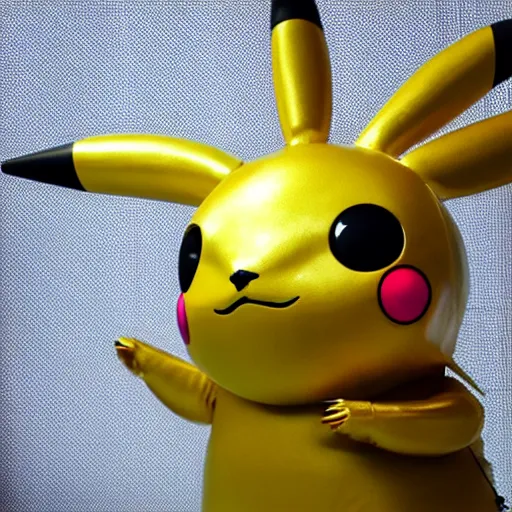 Prompt: A real photo of a metallic futuristic pikachu animatronic, 4K, high quality